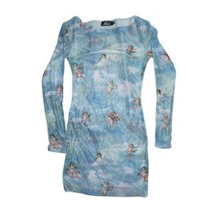 ♡UO MOTEL SHIMYE CHERUB LONG SLEEVE MINI DRESS ♡